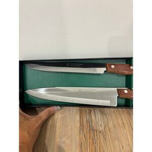 Vintage Maxam 2-Piece Carving Knife Set – Stainless Steel & Wood Handles NIB